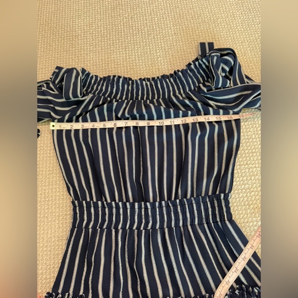 MISA Los Angeles Carly Blue Off The shoulder Striped Mini Dress Size XS - Picture 7 of 11